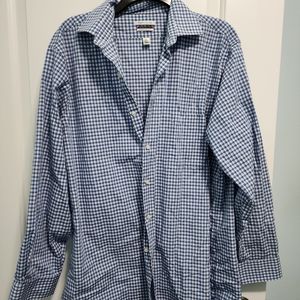 Mens Van Heuen long sleeve blue check shirt
